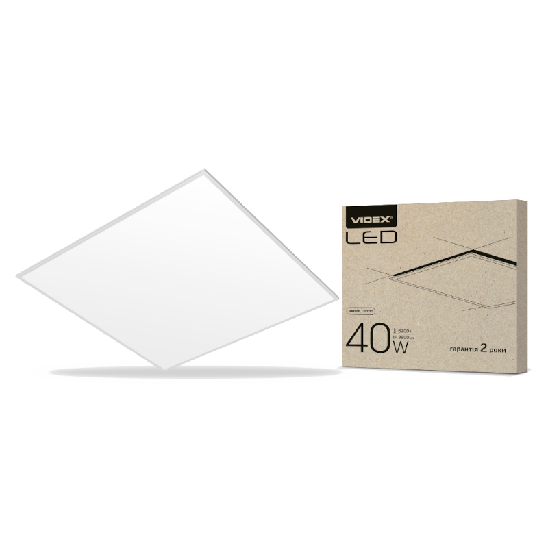 Панель світлодіодна VIDEX 595x595мм, 40Вт, 6200К, 3600lm (VL-P406W)